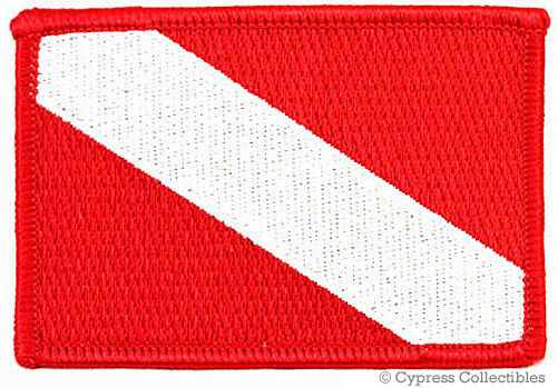 Diver Down Flag Embroidered Patch Scuba Diving Gift New Iron-on Red Emblem