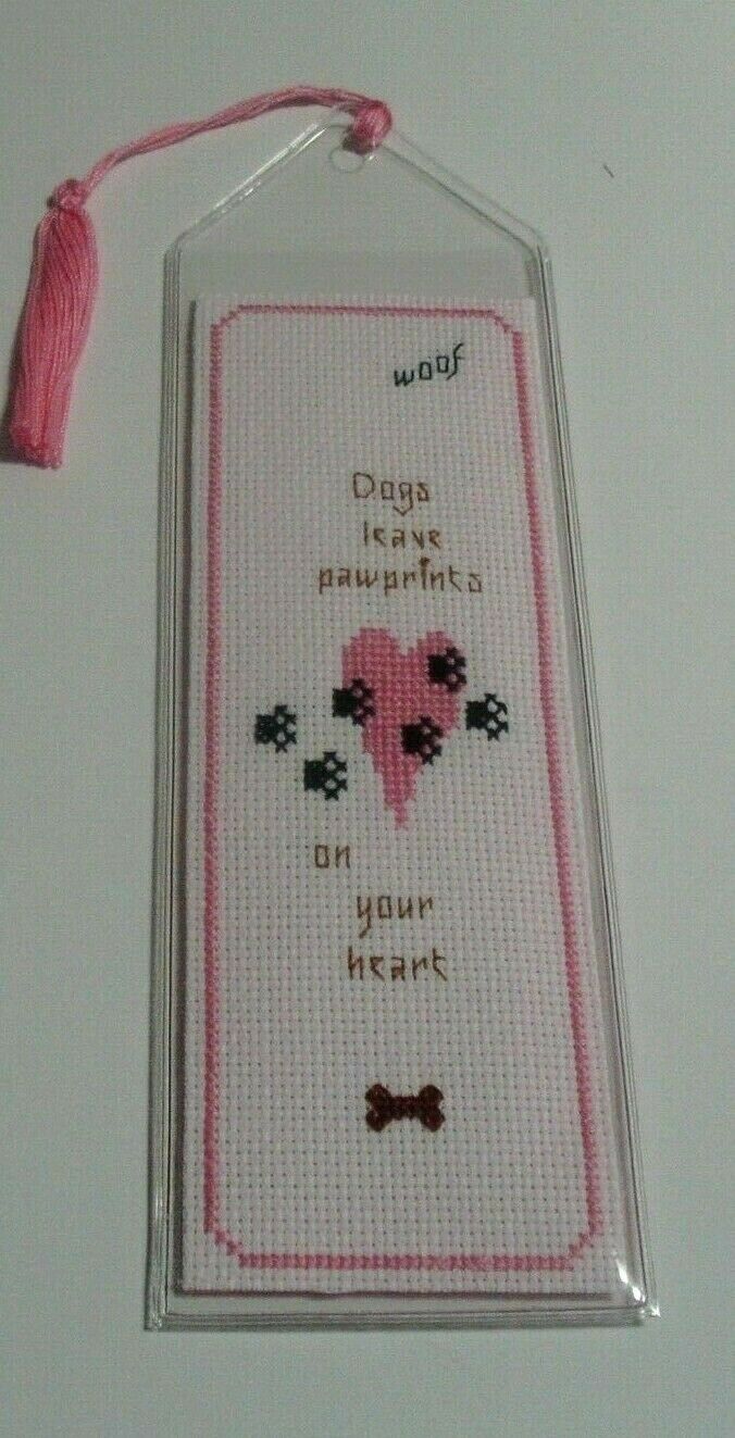 Cross Stitch Bookmark: Dogs Leave Pawprints... Completed/finished (pp1)