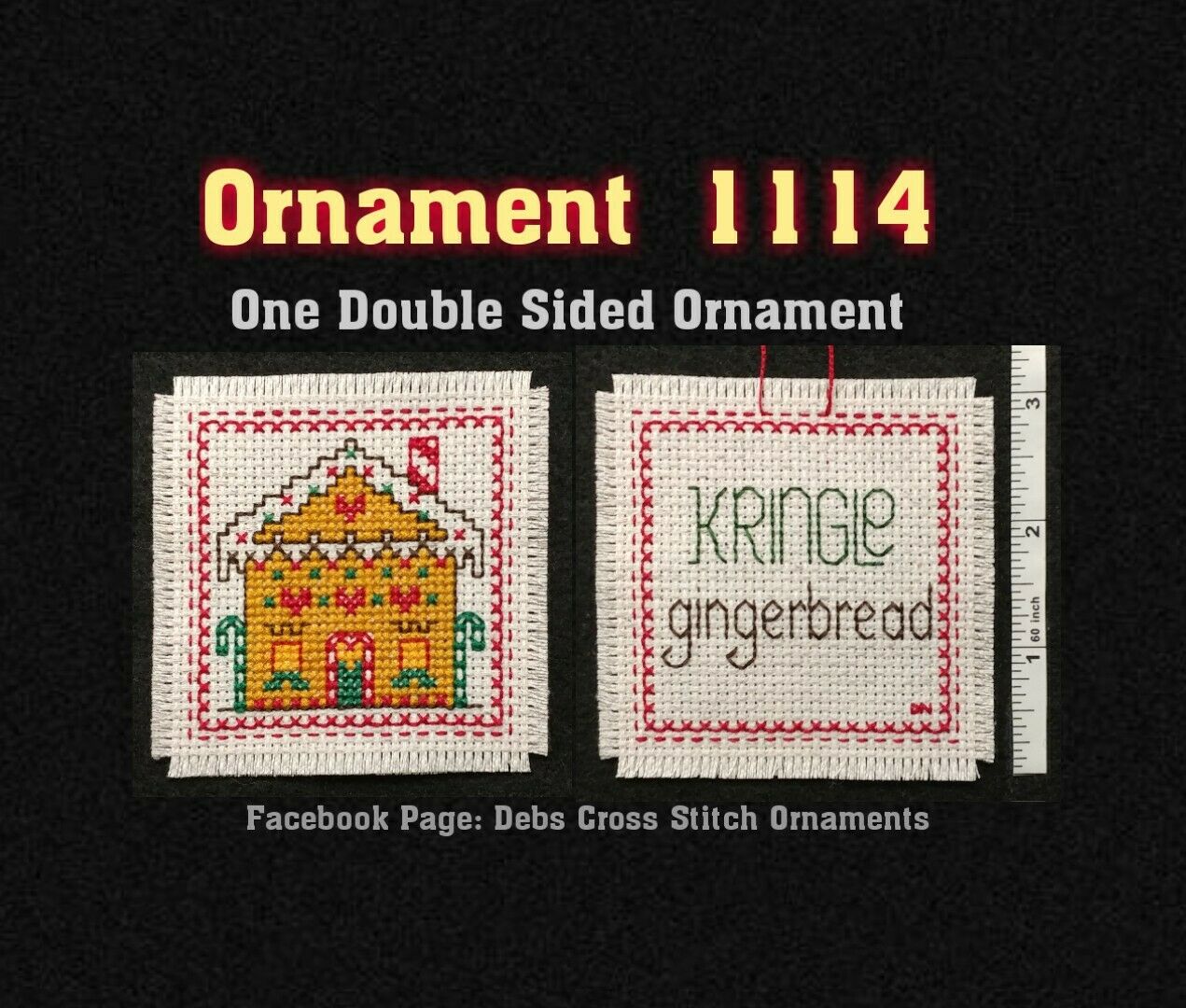 1114 Gingerbread House Finished Cross Stitch Christmas Ornament Completed