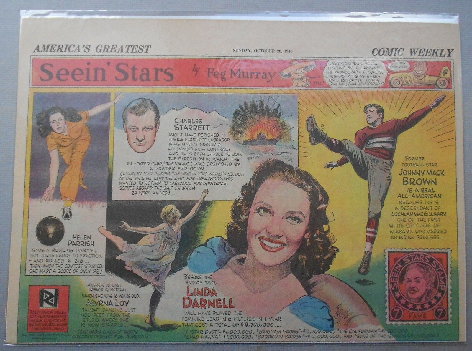 Seein' Stars: Linda Darnell, Myrna Loy, Helen Parrish  From 10/20/1940