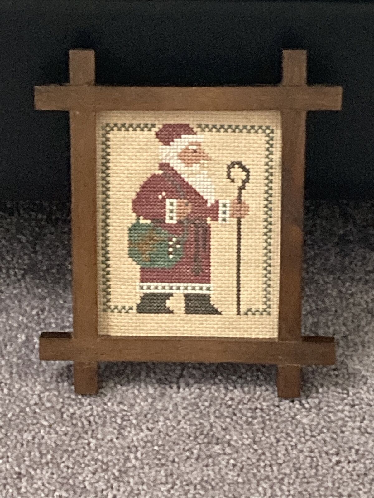 Prairie Schooler “santa” Needlepoint -finished/framed Picture