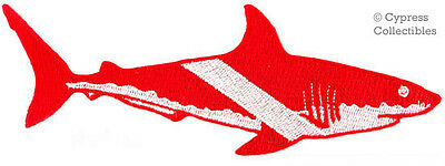 Great White Shark Embroidered Patch Scuba Diving Iron-on Diver Down Emblem Gift